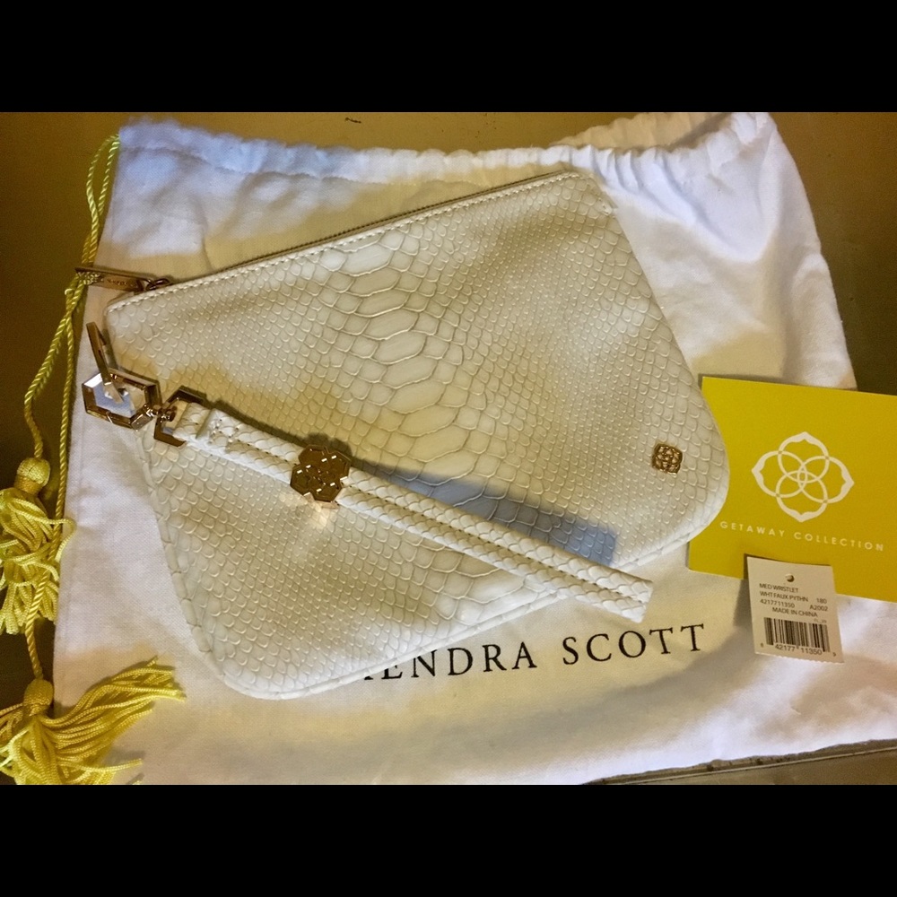 Kendra Scott White Faux Python Medium Wristlet